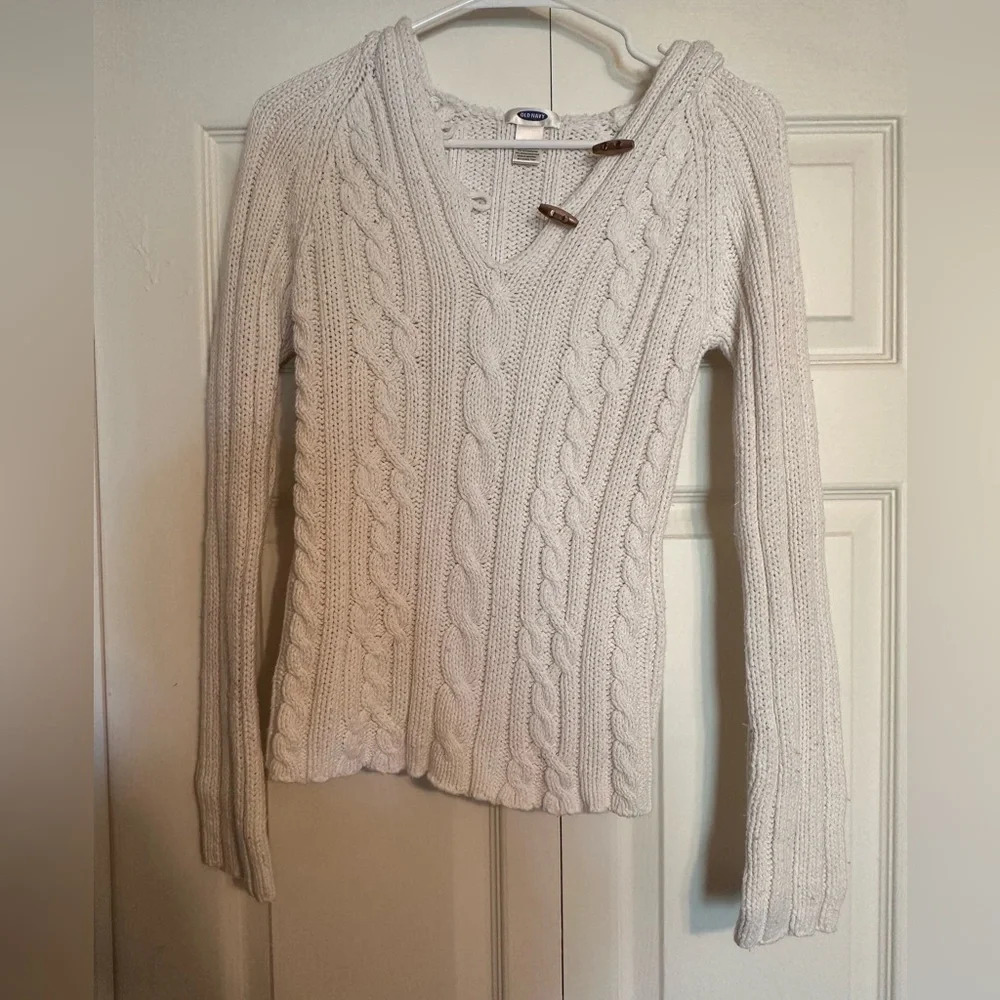 Old Navy Cream Cable-Knit Hooded Sweater